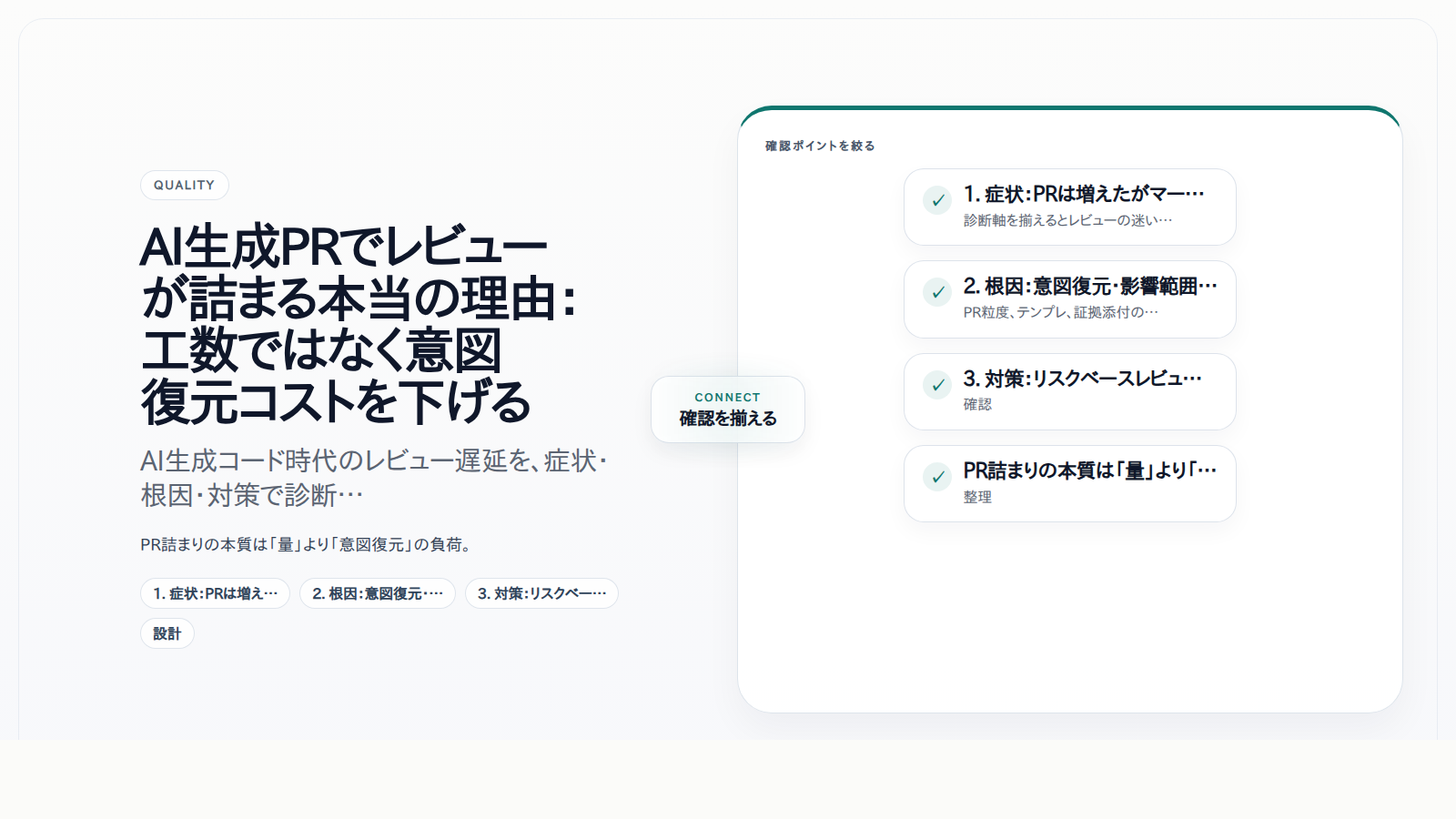 AI生成PRでレビューが詰まる本当の理由：工数ではなく意図復元コストを下げる