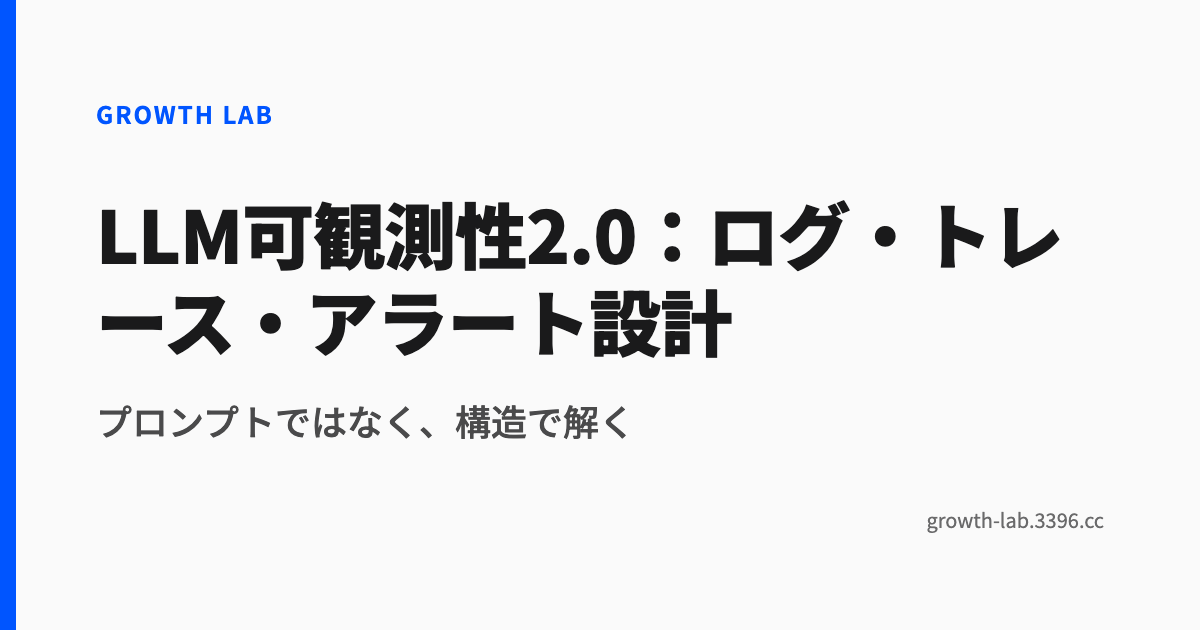 LLM可観測性2.0：ログ・トレース・アラート設計