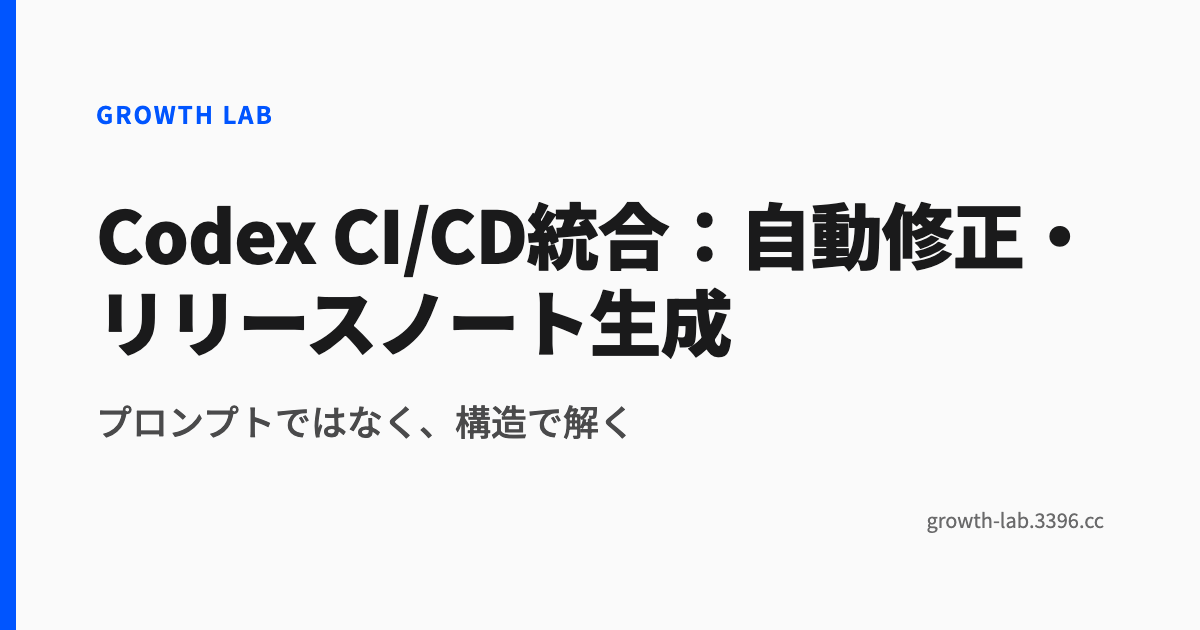 Codex CI/CD統合：自動修正・リリースノート生成
