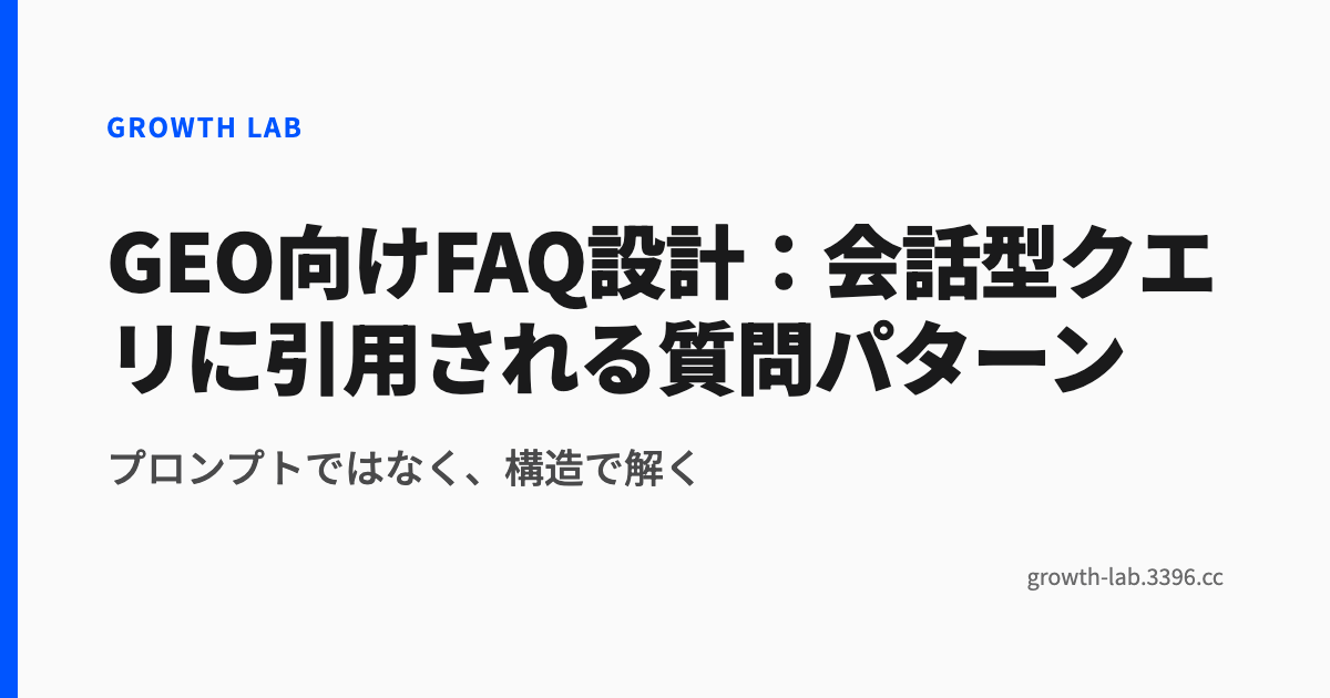 GEO向けFAQ設計：会話型クエリに引用される質問パターン