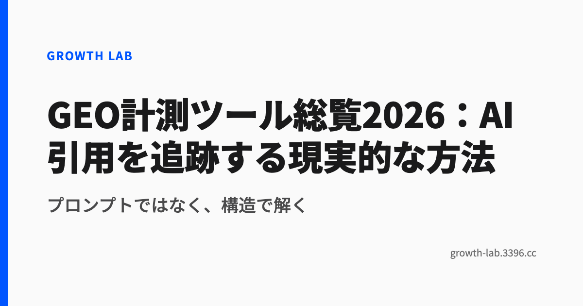 GEO計測ツール総覧2026：AI引用を追跡する現実的な方法