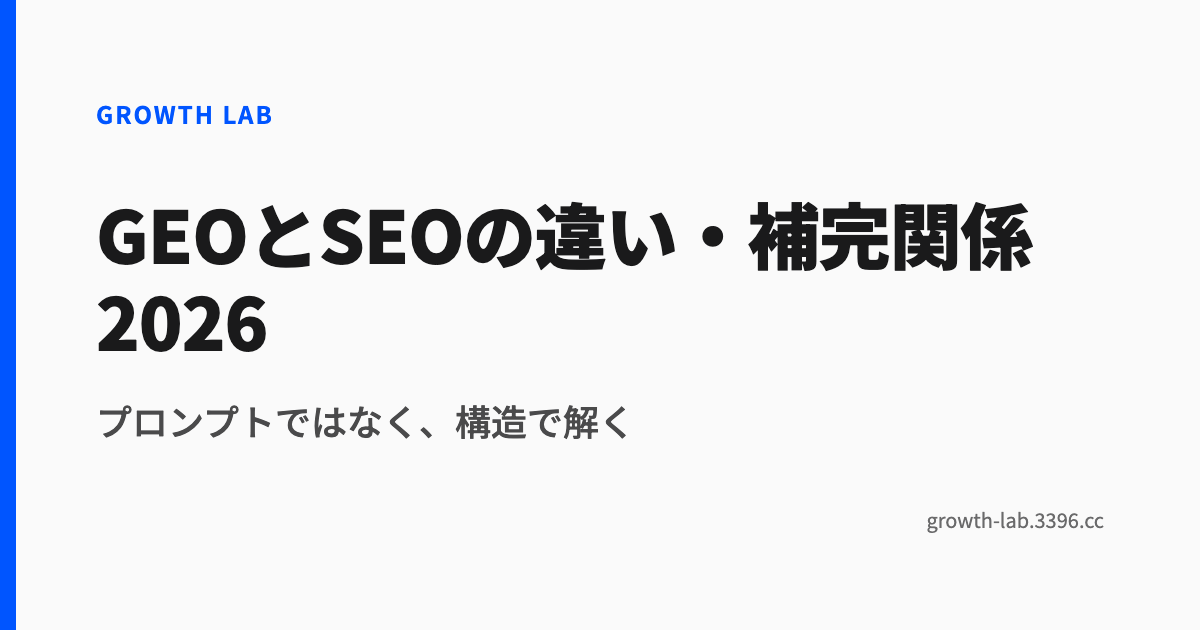 GEOとSEOの違い・補完関係2026