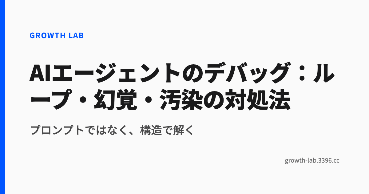 AIエージェントのデバッグ:ループ・幻覚・汚染の対処法