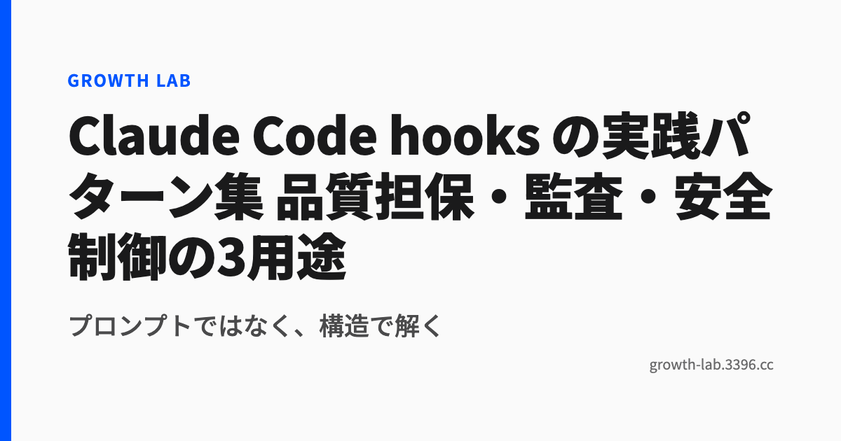 Claude Code hooks 実践パターン集
