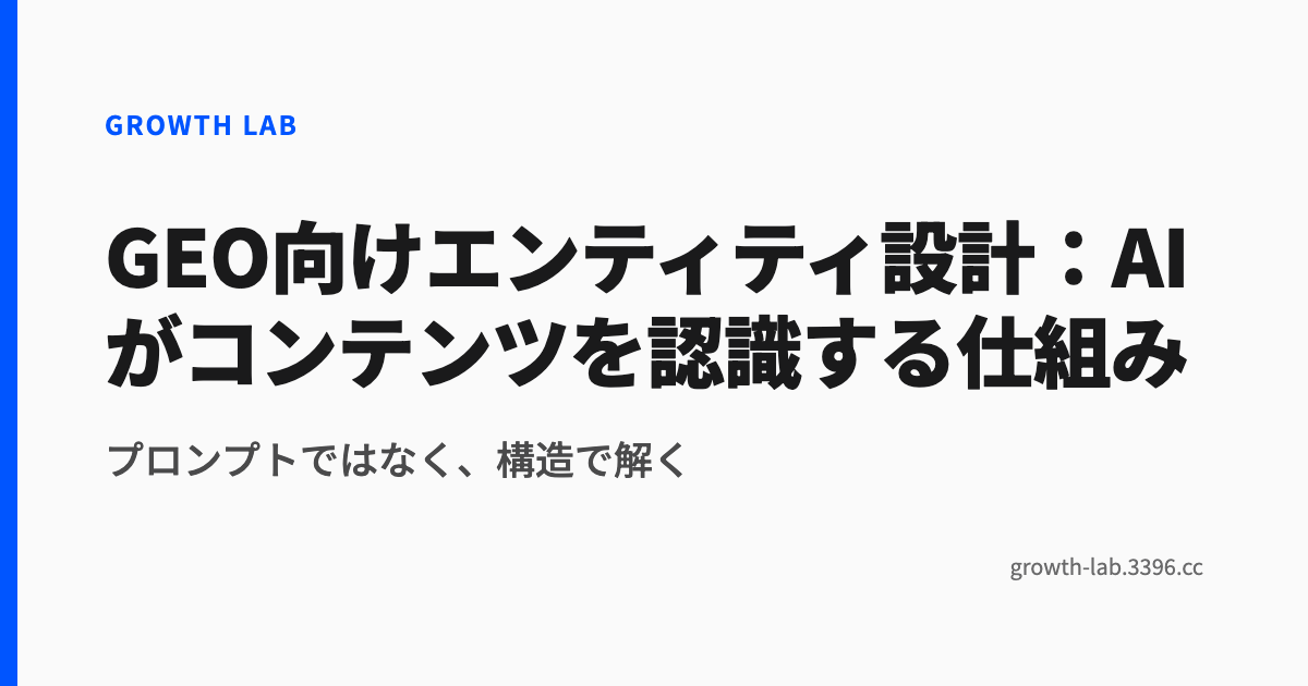 GEO向けエンティティ設計:AIがコンテンツを認識する仕組み