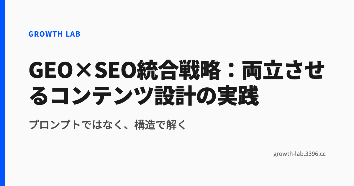 GEO×SEO統合戦略:両立させるコンテンツ設計の実践