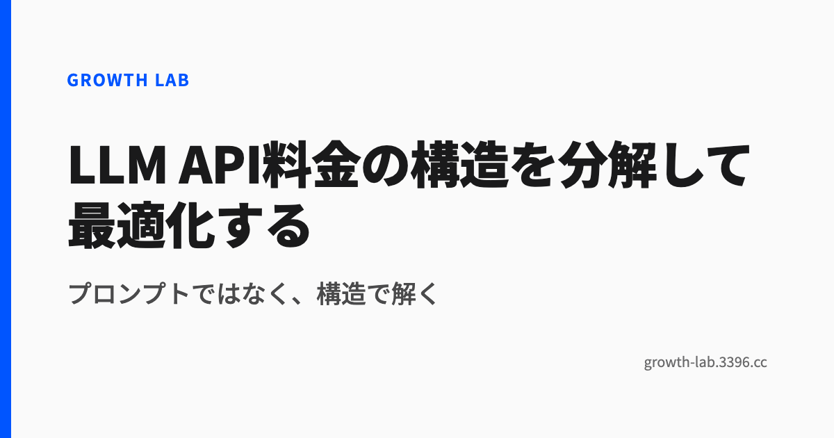 LLM API料金の構造を分解して最適化する
