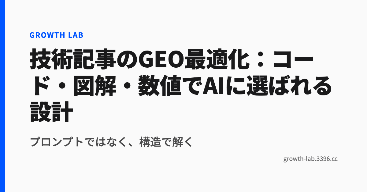 技術記事のGEO最適化:コード・図解・数値でAIに選ばれる設計